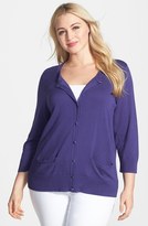 Thumbnail for your product : Sejour Lightweight Button Front Cardigan (Plus Size)