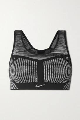 Nike Fe/nom Striped Flyknit Sports Bra - Black - ShopStyle