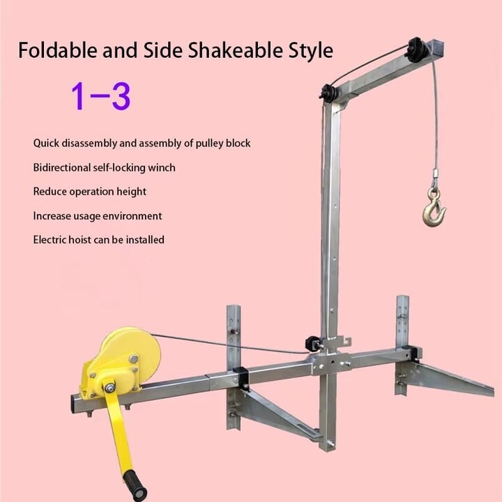 Air Conditioning Lifting Tool Hand Crank Crane Lifting Bracket Manual Winch Assembly Air Conditioner Lifting Machine