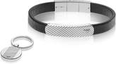 Thumbnail for your product : Emporio Armani Heritage Black Leather Bracelet and Silvertone Key Ring Set