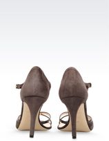 Thumbnail for your product : Giorgio Armani Suede T-Strap Sandal With Patent Details