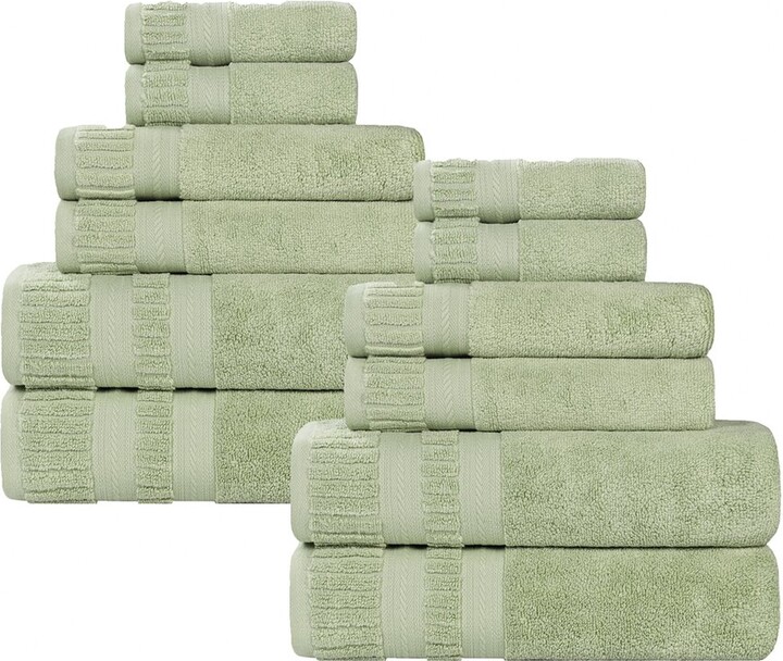 Superior Venice Zero Twist Cotton Medium Weight Soft Absorbent 12pc Towel Set