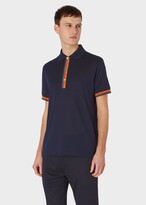 Thumbnail for your product : Paul Smith Men's Slim-Fit Dark Navy Cotton-Piqué Polo Shirt With 'Artist Stripe' Details