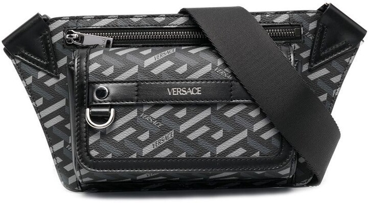 Versace Logo-Print Leather Belt-Bag - ShopStyle