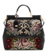 Thumbnail for your product : Dolce & Gabbana Miss Sicily wool and snakeskin tote