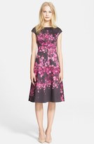 Thumbnail for your product : Lela Rose Floral Drop Waist Stretch Cotton Dress
