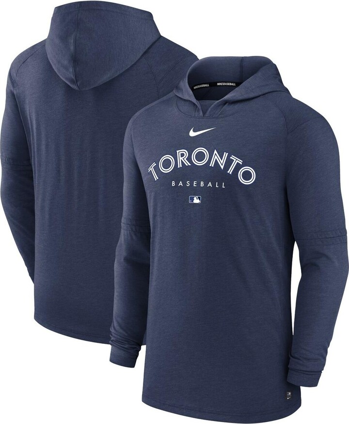 Men's Nike Heather Navy Toronto Blue Jays Authentic Collection Early Work Tri-Blend Performance Pullover Hoodie
