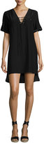 Thumbnail for your product : Amanda Uprichard Hanson Crepe Lace-Up Tunic Shirtdress, Black