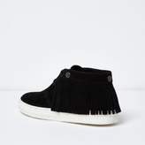 Thumbnail for your product : River Island Mens Black leather fringed desert boots