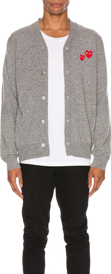 Comme des Garçons PLAY Multiheart Cardigan in Gray