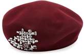 Thumbnail for your product : Maison Michel Bonnie Bead Embellished Beret - Womens - Burgundy