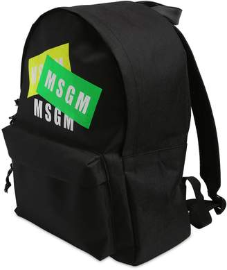 MSGM Logo Printed Canvas Backpack