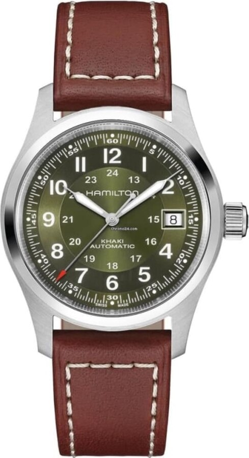 Hamilton Khaki Field Auto 38MM Green Dial Leather Strap Men's Watch H70455560