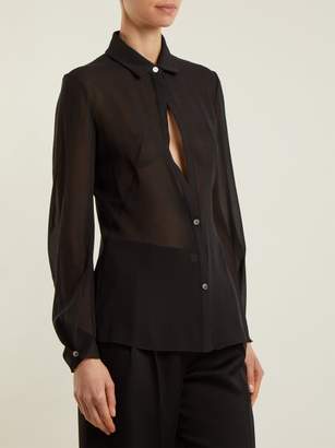 Lanvin Sheer Silk-blend Shirt - Womens - Black