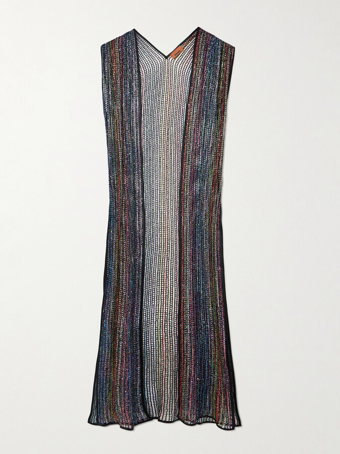 Missoni Sequined Metallic Crochet-knit Coverup - Black