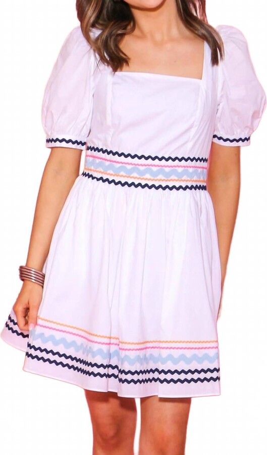ENGLISH FACTORY Poplin Mini Dress With Ric Rac Trim In White
