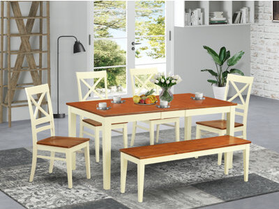 Cleobury 6 - Piece Butterfly Leaf Rubberwood Solid Wood Dining Set