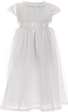 Edgehill Collection Little Girls 2T-6X Round Neck Short Sleeve Lace Heirloom Dress
