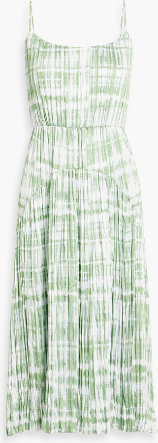 Vince Tie-dyed plissé-satin mid dress