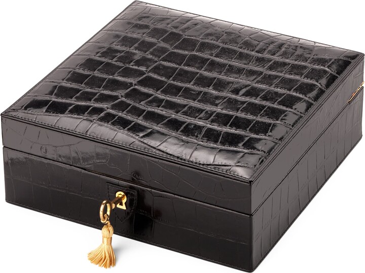 Aspinal of London Croc-Embossed Leather Watch Roll ShopStyle