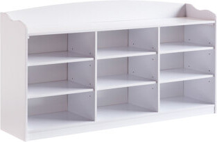 White Entryway Shoe Organizer With Nine Shelves - Stores 18 Pairs Of Shoes 9-shelf Storage For