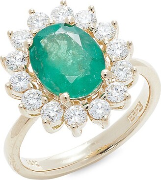 Effy 14K Yellow Gold, Emerald & Diamond Ring