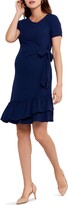 Thumbnail for your product : A Pea in the Pod Side Tie Ruffle Hem Maternity Minidress
