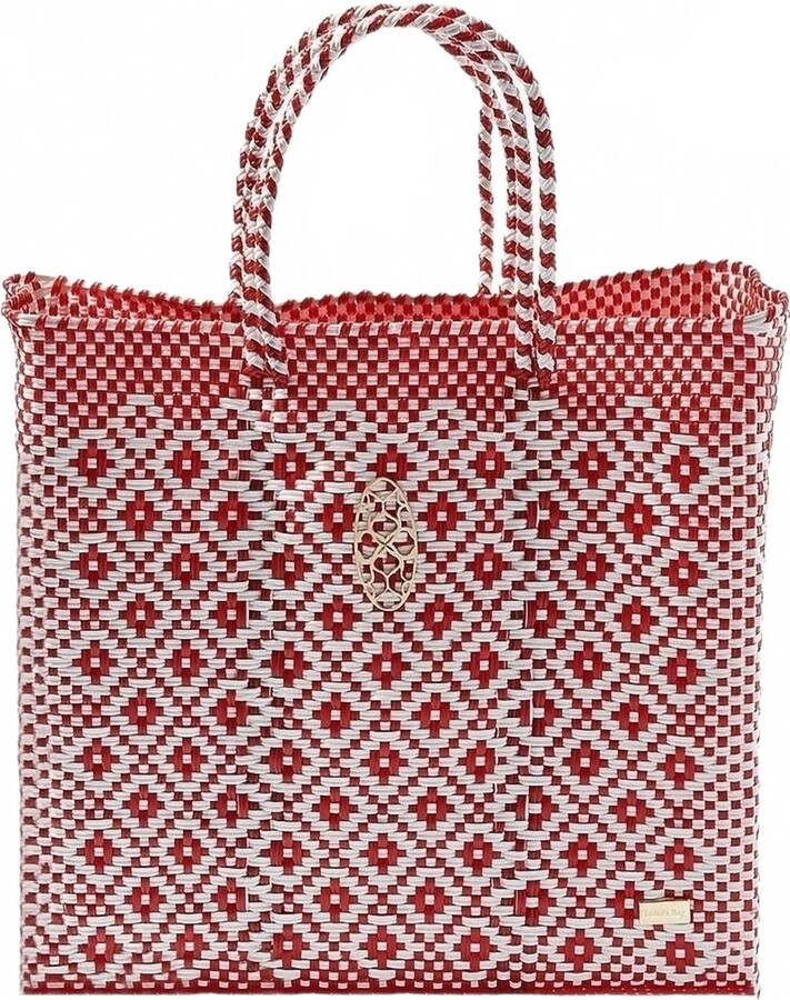 Lola's Bag Women's Medium Handmade Aztec Shoulder Strap Tote Bag In Red