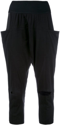 Y-3 slashed knee cropped trousers - women - Cotton/Spandex/Elastane - S