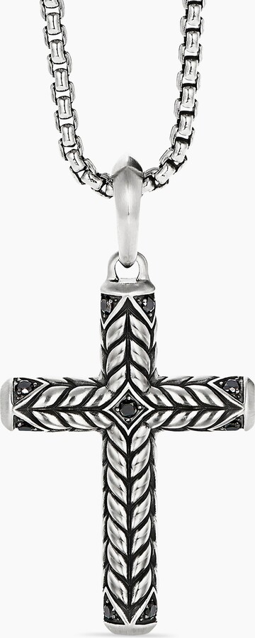 Forged Carbon Cross Pendant in Sterling Silver, 24mm - BC Clark