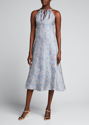 Victoria Beckham Floral Silk Keyhole-Front A-Line Dress