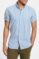 Thumbnail for your product : Obey 'Vista' Short Sleeve Stripe Print Woven Shirt