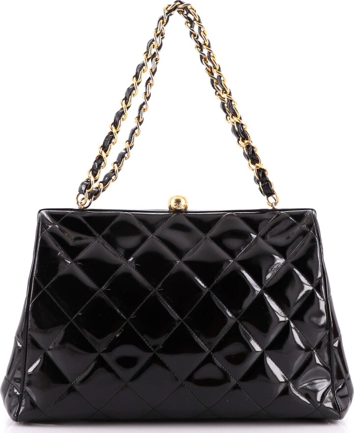 Chanel Vintage Cc Chain Flap Bag Quilted Patent Small