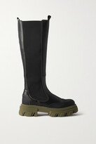 Thumbnail for your product : Ganni Rubber-trimmed Leather Chelsea Knee Boots