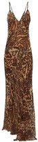 Thumbnail for your product : Raey Dip-hem Tiger-print Sheer Silk Slip Dress - Brown Multi