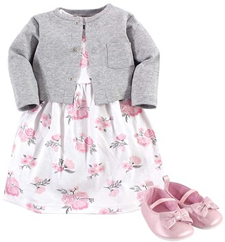 Hudson Baby Cotton Dress, Cardigan and Shoe Set (Infant)