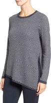 Thumbnail for your product : Nordstrom Stripe Cashmere Asymmetrical Hem Pullover