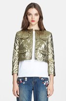 Thumbnail for your product : RED Valentino Metallic Quilted Crop Jacket