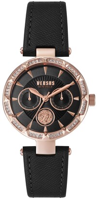 Versus Versace Versus by Versace Women's Sertie Black Leather Strap Watch 36mm