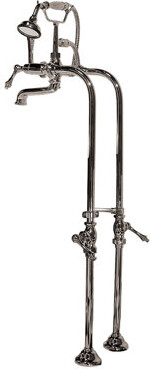 Strom Plumbing by Sign of the Crab 5 Handle Floor Mounted Clawfoot Tub Faucet with Diverter and Handshower