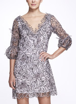 Thumbnail for your product : Marchesa Notte Sleeve V-Neck Embroidered Organza Cocktail Dress