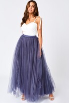 Thumbnail for your product : Little Mistress Lavender Grey Tulle Maxi Skirt