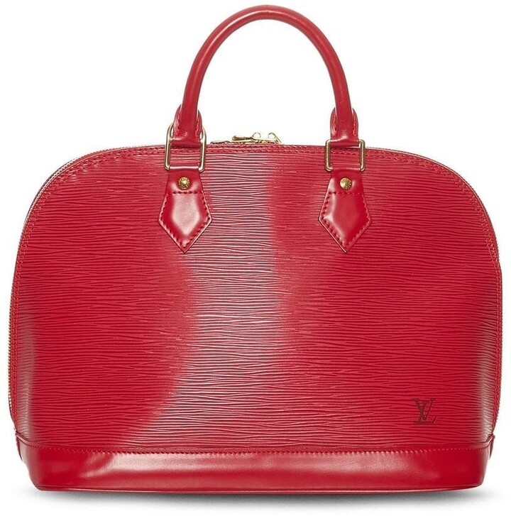 louis vuitton red handbolsa