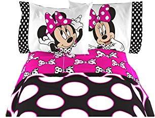 Disney Minnie Mouse Pink Bow Excellent Designed Kids Twin Sheet 3 Pcs Set 66" x 96"