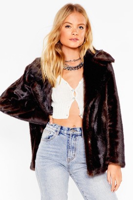 Nasty Gal Womens Cosy Cropped Faux Fur Coat - Brown - 14