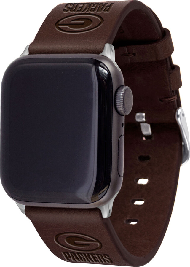 Artinian Brown Green Bay Packers Leather Apple Watch Band