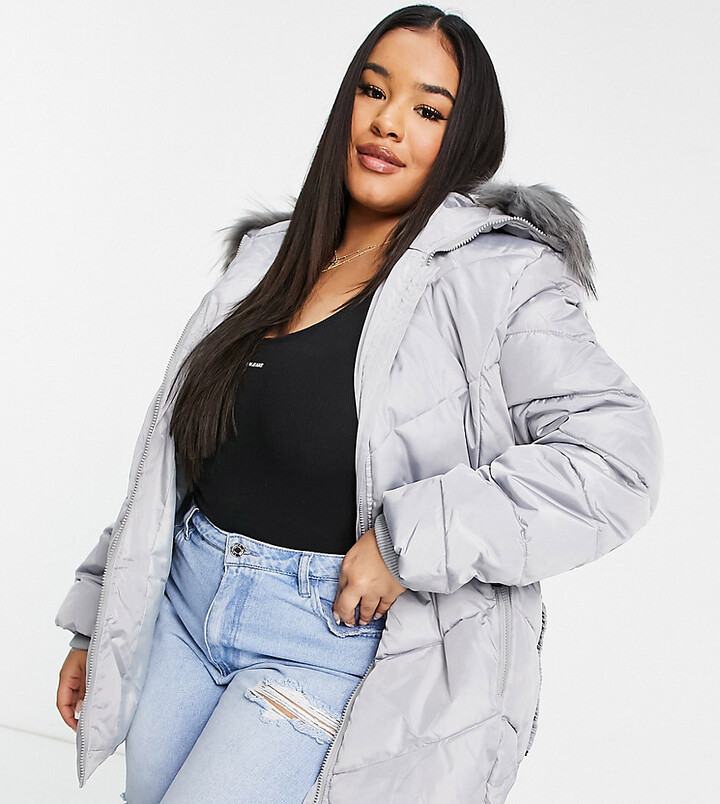 grey fluffy jacket womens