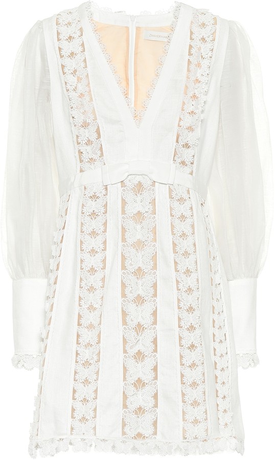 white silk mini dress