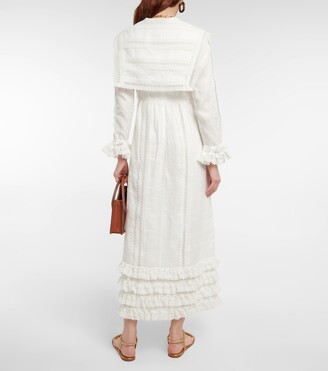 ALÉMAIS Francesca lace-trimmed linen midi dress