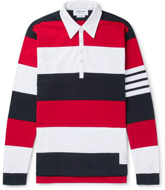 Thom Browne Striped Cotton-jersey Polo Shirt - Red